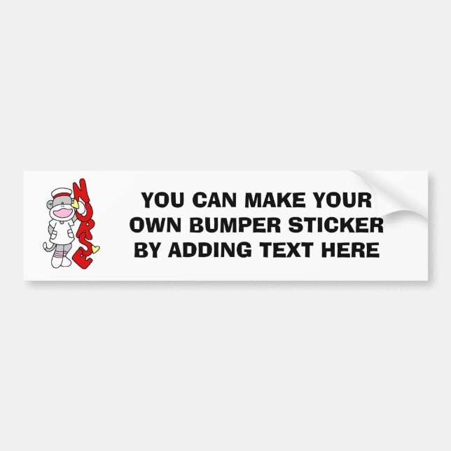 Sock Monkey Nurse T-shirts and Gifts Bumper Sticker (Front)
