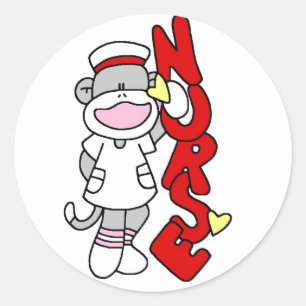 Sock Monkey Nurse T-shirts and Gifts Classic Round Sticker
