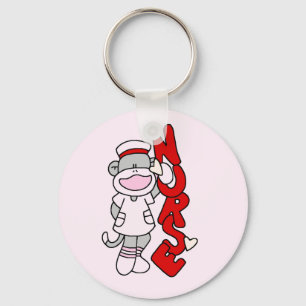Sock Monkey Nurse T-shirts and Gifts Keychain