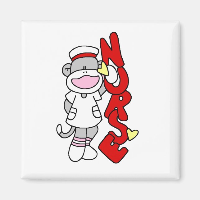 Sock Monkey Nurse T-shirts and Gifts Magnet (Front)