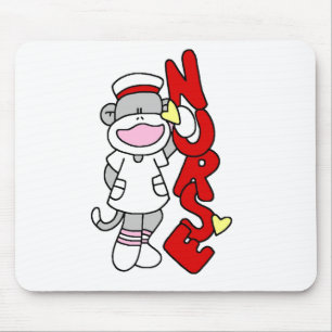 Sock Monkey Nurse T-shirts and Gifts Mouse Pad