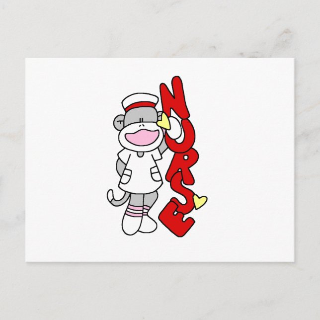 Sock Monkey Nurse T-shirts and Gifts Postcard (Front)
