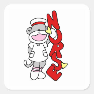 Sock Monkey Nurse T-shirts and Gifts Square Sticker