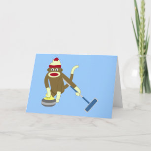 Sock Monkey Olympic Curling Card