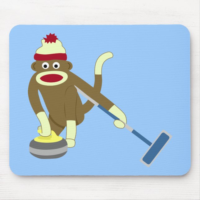 Sock Monkey Olympic Curling Mouse Pad (Front)