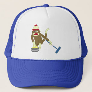 Sock Monkey Olympic Curling Trucker Hat
