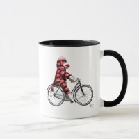 Sock Monkey on Bicycle