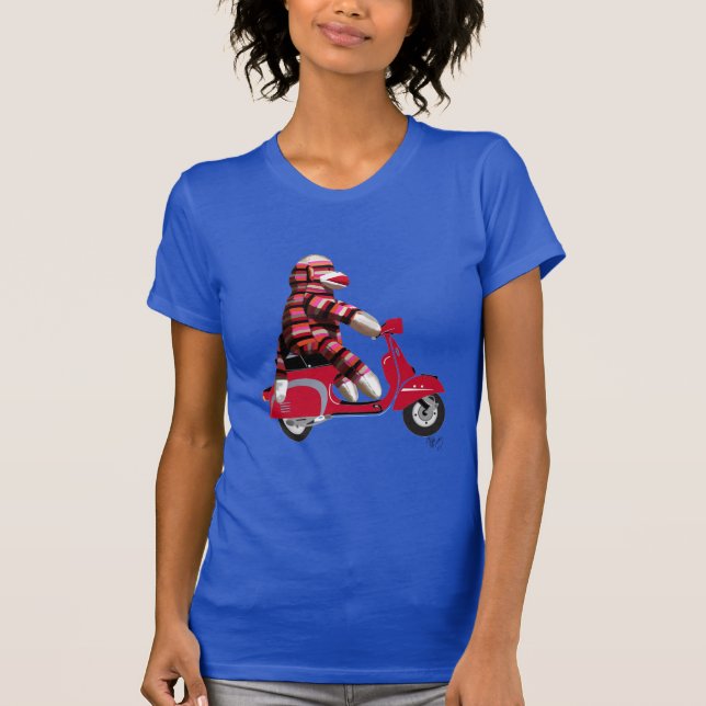 Sock Monkey on Moped T-Shirt (Front)