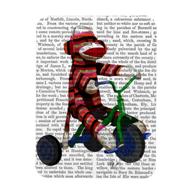 Sock Monkey on Tricycle Magnet (Vertical)