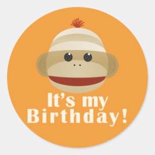 Sock Monkey Orange Stickers Anniversaire Kelly Sch