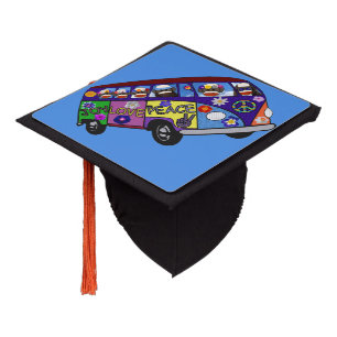 Sock Monkey Peace Bus Graduation Cap Topper