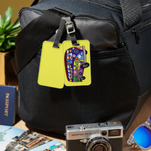 Sock Monkey Peace Bus Luggage Tag
