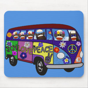 Sock Monkey Peace Bus Mouse Pad