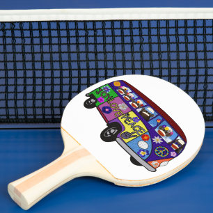 Sock Monkey Peace Bus  Ping Pong Paddle