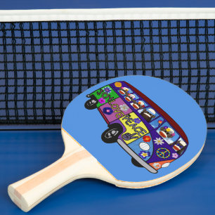Sock Monkey Peace Bus Ping Pong Paddle