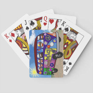 Sock Monkey Peace Bus  Playing Cards