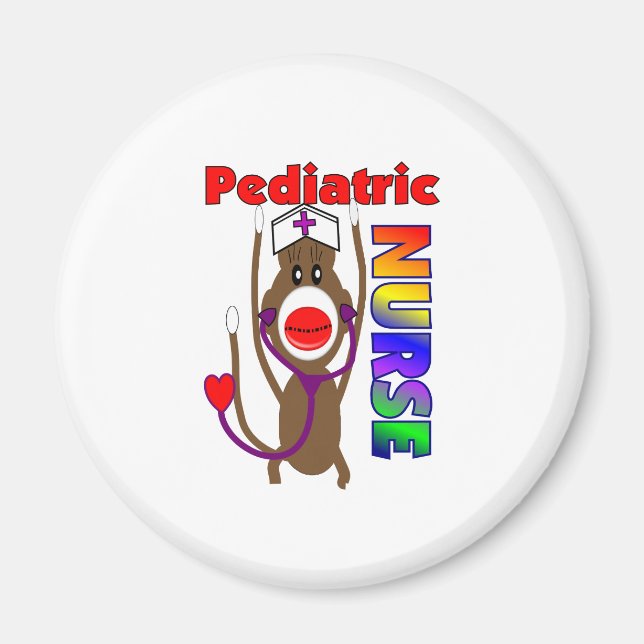 Sock Monkey Pediatric Nurse Gifts Magnet (Front)