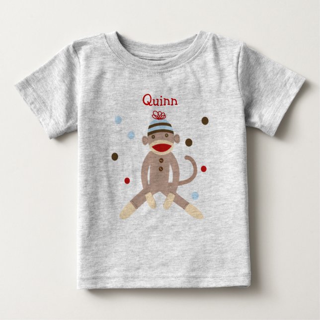 Sock Monkey Personalized  Birthday Tshirt (Front)