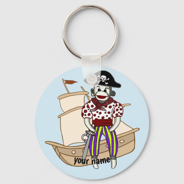 Sock Monkey Pirate  Keychain (Front)
