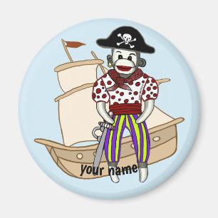 Sock Monkey Pirate  Magnet