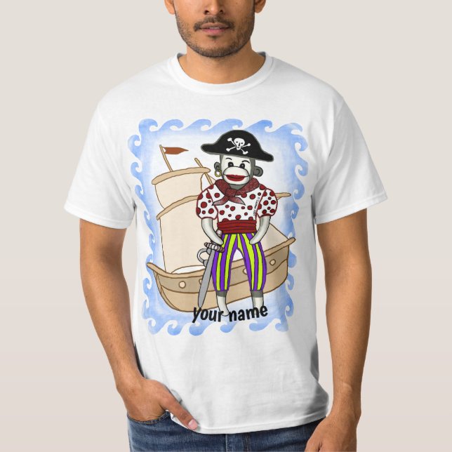 Sock Monkey Pirate  T-Shirt (Front)