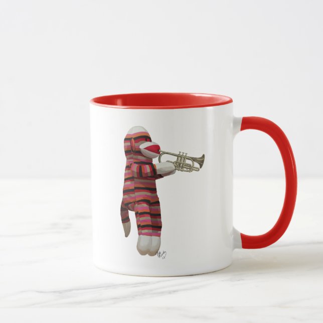 Sock Monkey Playing Trumpet Mug (Right)