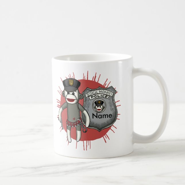 Sock Monkey Police Coffee Mug (Right)