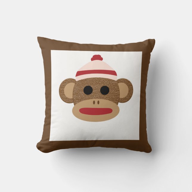Sock Monkey Polyester Throw Pillow 16" x 16" (Front)