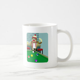 Sock Monkey Pool Billiards Player Coffee Mug