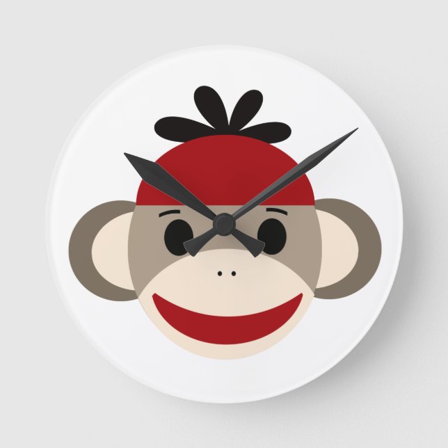 Sock Monkey pour garçon Horloge (Recto)