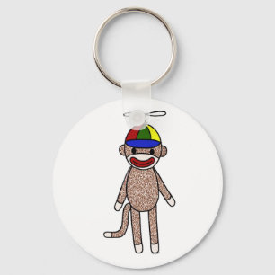 Sock Monkey Propeller Hat Keychain