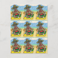 SOCK MONKEY RED BIKINI, AT THE BEACH CARTOON Funny