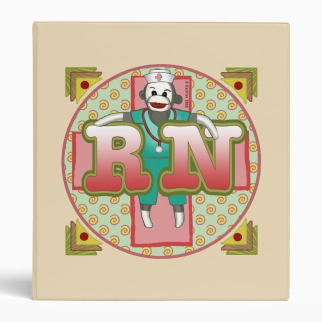 Sock Monkey RN Nurse Binder (Front)