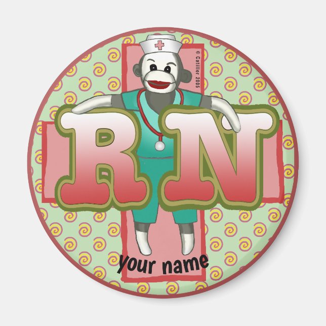 Sock Monkey RN Nurse  magnet (Front)