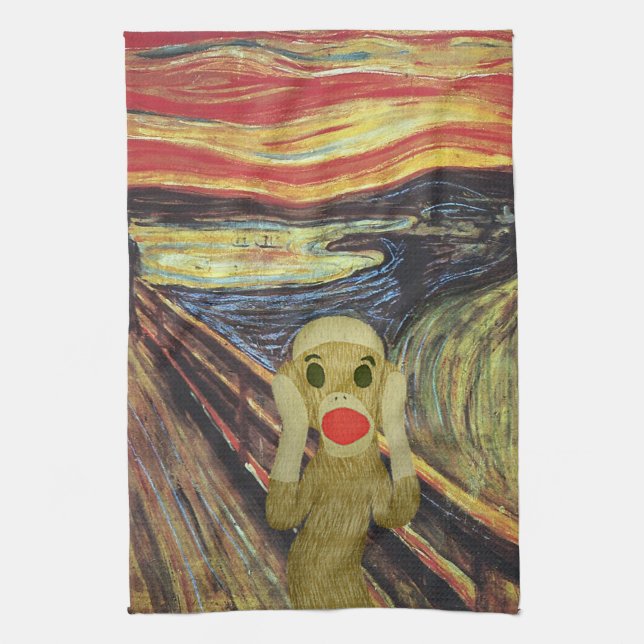 Sock Monkey Scream Kitchen Towel (Vertical)
