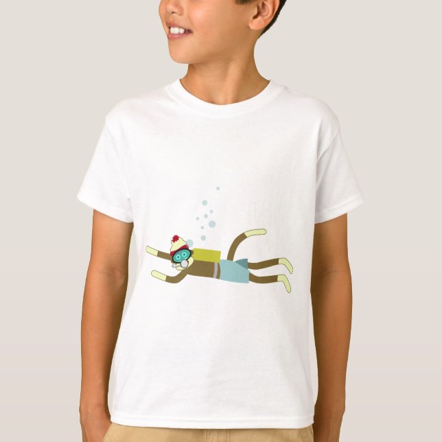 Sock Monkey Scuba Diver T-Shirt (Front)