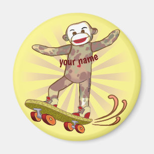 Sock Monkey Skater  magnet