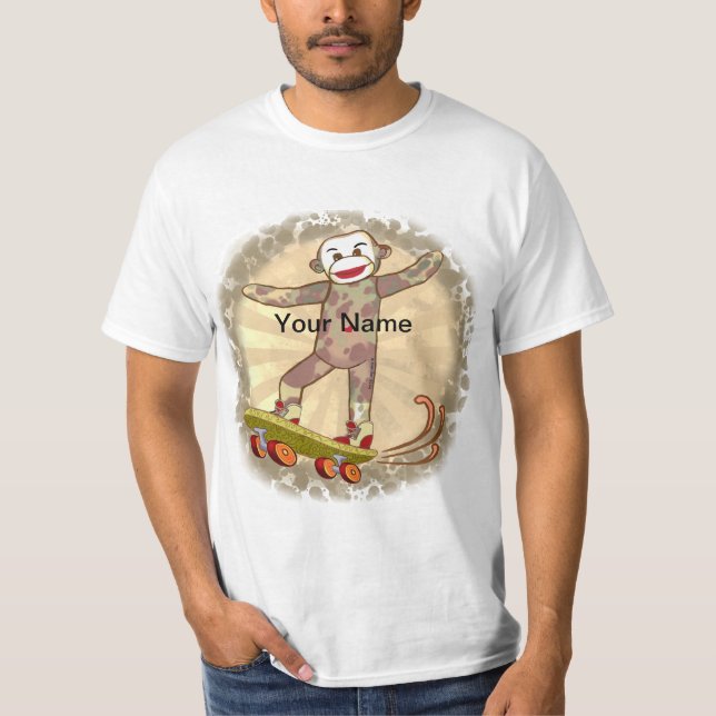 Sock Monkey Skater   t-shirt (Front)