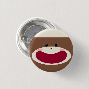 Sock Monkey Smile(Boy)  1 Inch Round Button