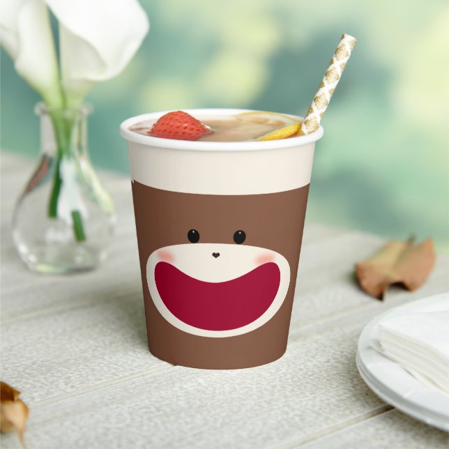 Sock Monkey Smile(Boy)  Paper Cups (Insitu)