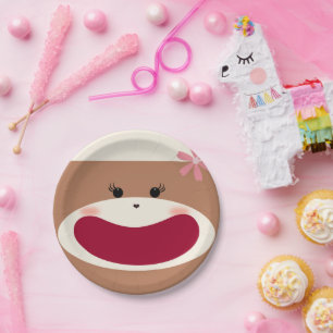 Sock Monkey Smile(Girl)  Paper Plate