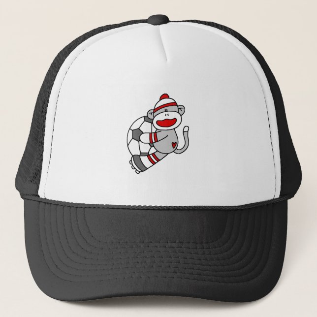 Sock Monkey Soccer Trucker Hat (Front)