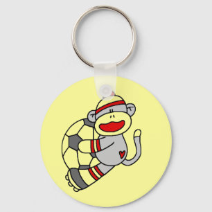 Sock Monkey Soccer Tshirts and Gifts Keychain