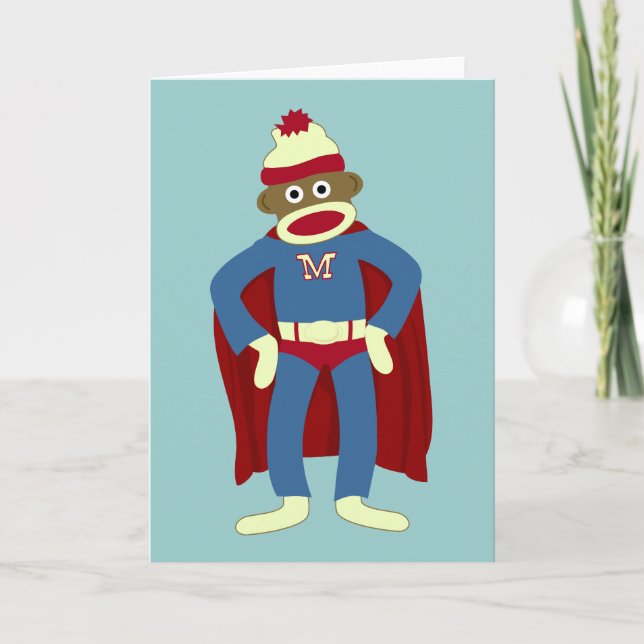 Sock Monkey Superhero Card (Front)