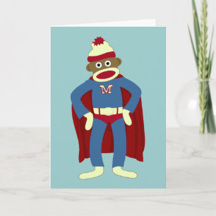 Sock Monkey Superhero Card