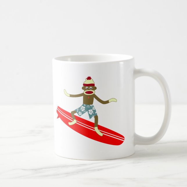 Sock Monkey Surfer Coffee Mug (Right)