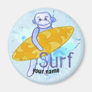 Sock Monkey Surfer  magnet