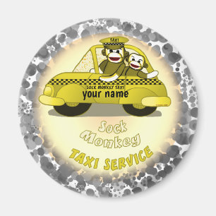 Sock Monkey Taxi magnet 