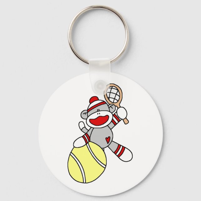 Sock Monkey Tennis Keychain (Front)