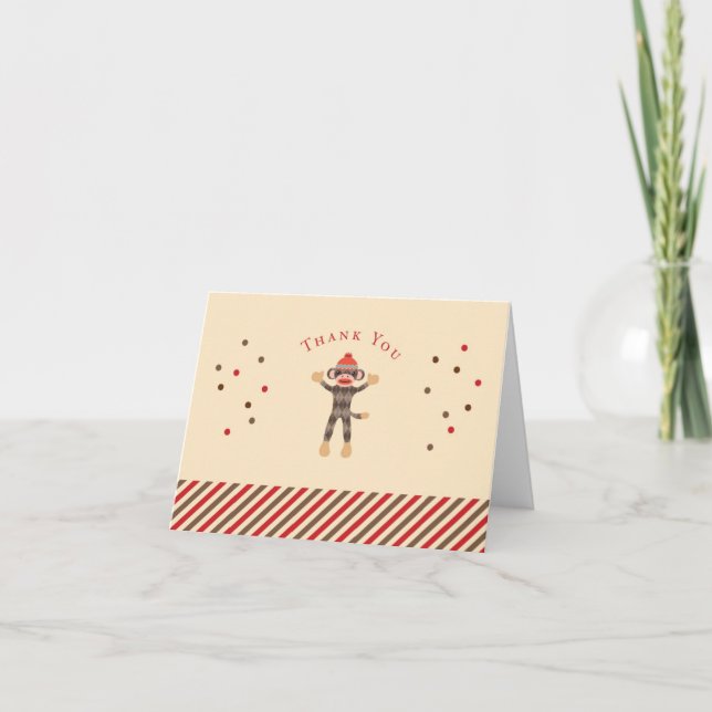 Sock Monkey Thank You Card (Front)